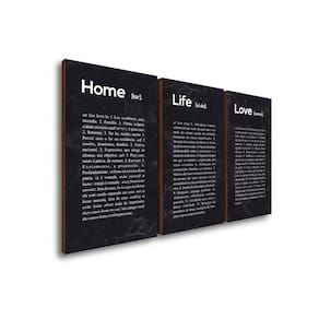 Quadros Decorativos Trio Home Life Love + Texto Para Sala