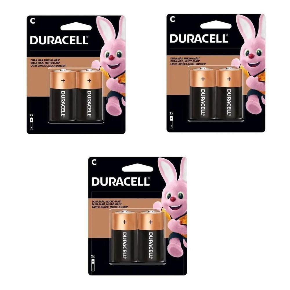 6 Pilhas Média Duracell C Alcalina
