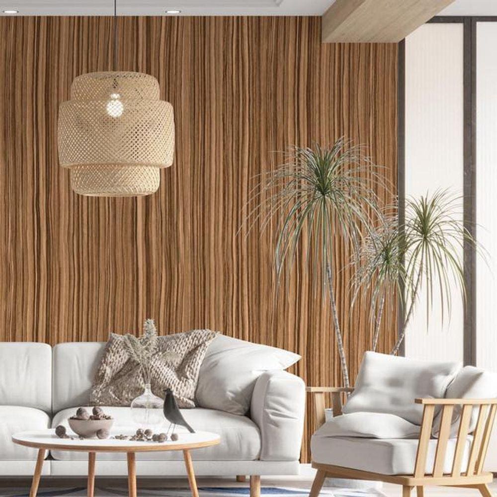 Kit 10 Rolos Papel De Parede Adesivo Madeira Mogno 3,0M