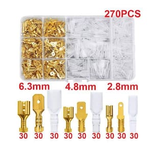 Kit 270 Conector Terminal Emenda Fio Automotivo Tipo Faston