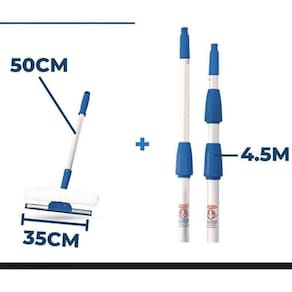 Kit Limpa Vidros Com Rodo 25Cm E Cabo 50Cm + Extensor 4,5Mts