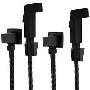Kit 2 Ducha Higiênica Quadrada Preto Fosco Registro Metal