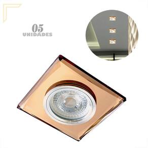 5 Spot Cristal Embutir Rose Mr16 Espelhado Quadrado Lup64