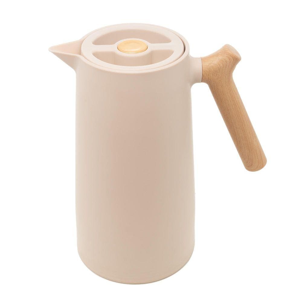 Garrafa Térmica Com Cabo Em Madeira Nórdica New 1 Litro Bege