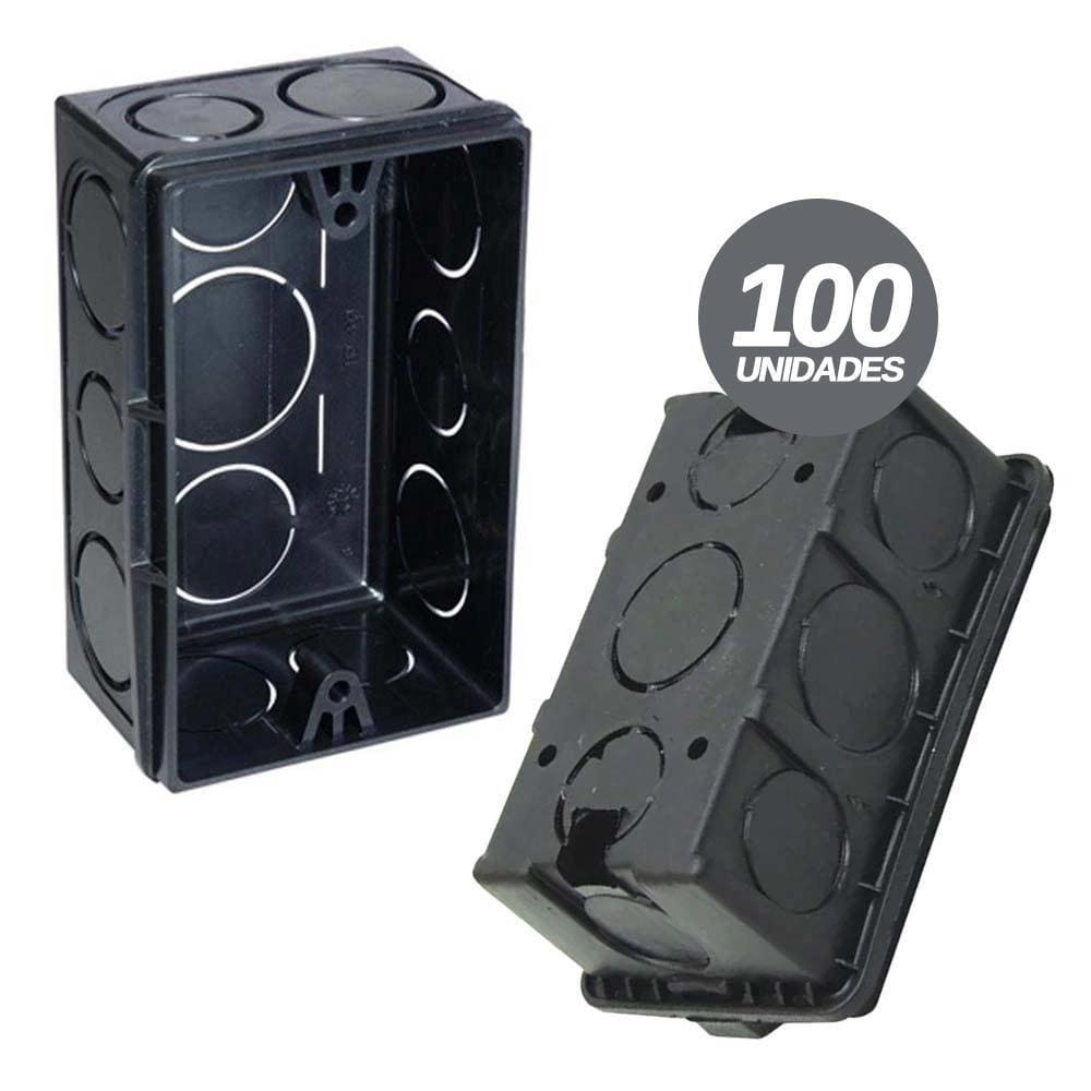 Kit 100 Caixinha De Luz Pvc 4X2 Iv Plast Preto