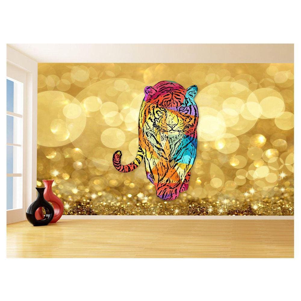 Papel De Parede 3D Animais Pop Art Tigre Felino 3,5M Pxa144