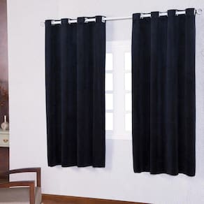 Cortina Suede 400X250 Sala E Quarto Tecido Aveludado - Preto
