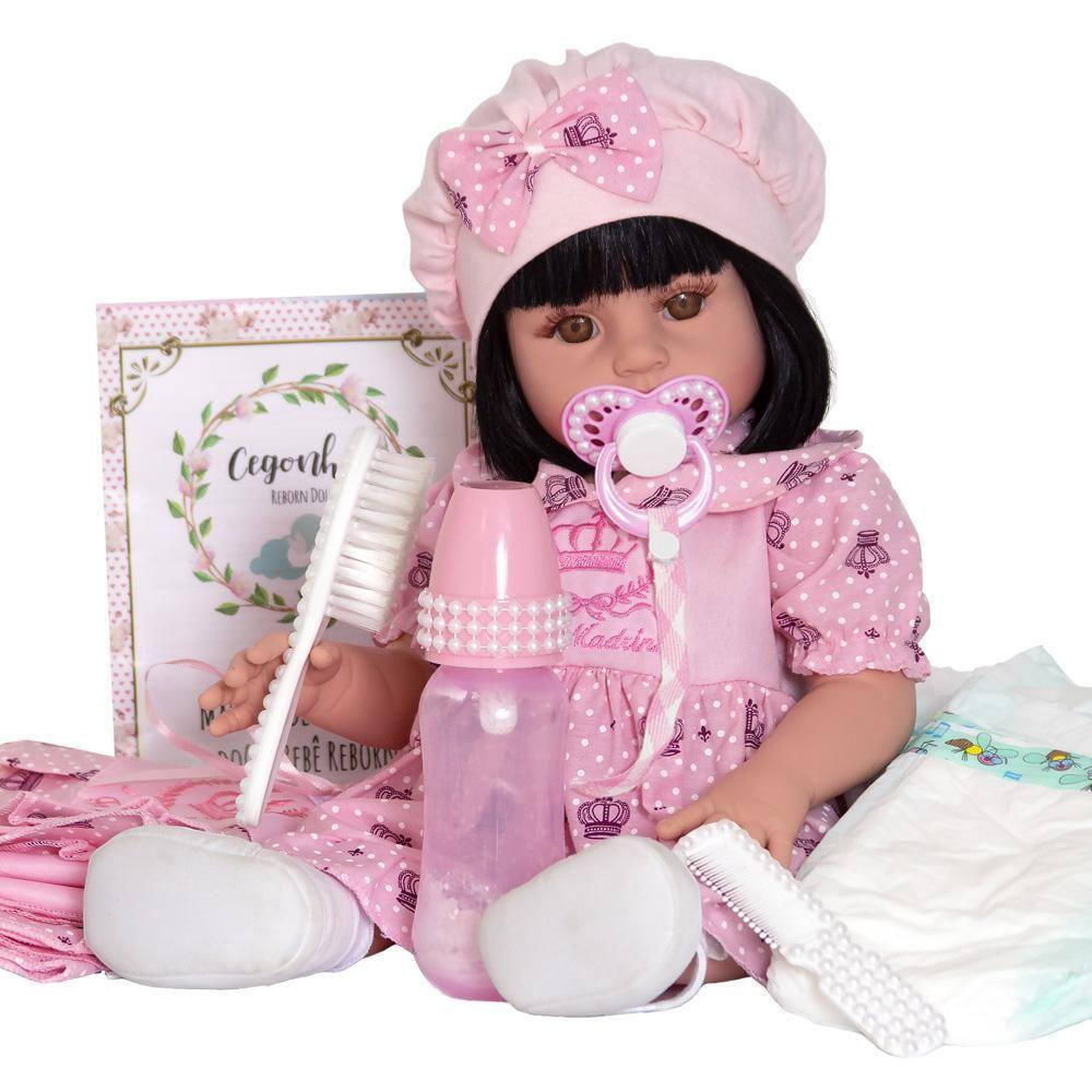 Boneca Com Tiarinha Dolls Collection Reborn Roupa Pink - SuperToys