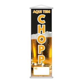 Banner Aqui Tem Chopp Preço Fundo Branco Lona 100x30cm
