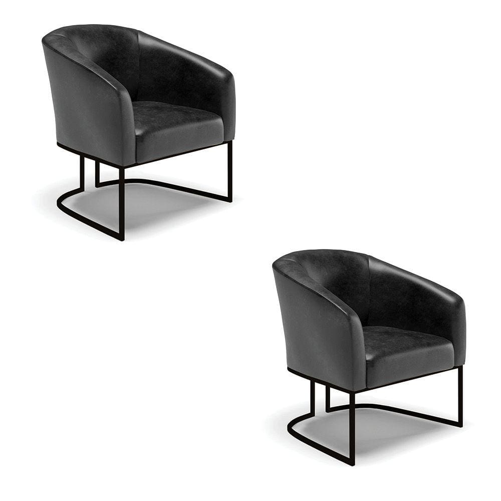 Kit 2 Poltronas Stella Corano Base Metálica Industrial Preto - D`Rossi