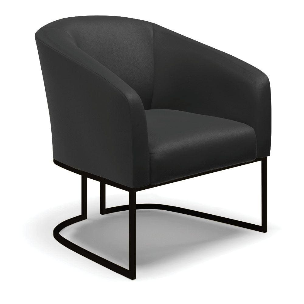 Poltrona Stella Corino Base Metálica Industrial Preto - D`Rossi