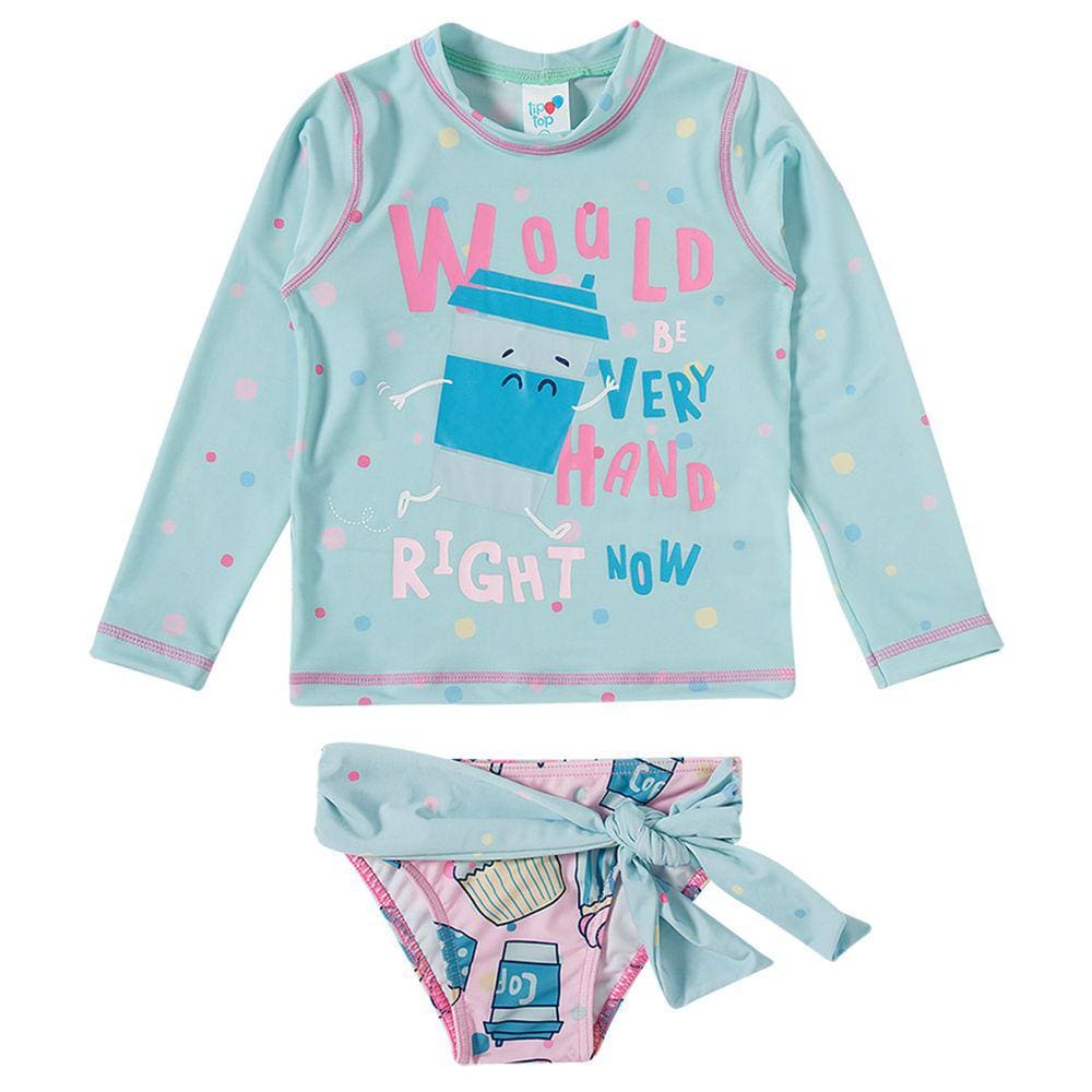 Conjunto Praia Infantil Cupcakes Verde Água Tip Top