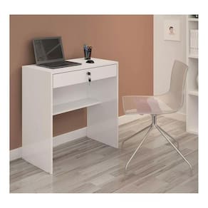 Mesa Escrivaninha Prisma com Uma Gaveta com Chave e Uma Prateleira para Apoio - JM3 Móveis