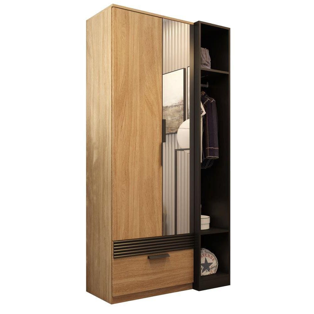 Guarda-Roupa Capri 2 Portas Solteiro Amêndoa/Preto