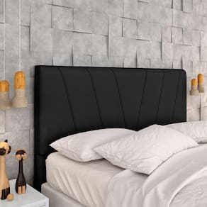 Cabeceira Estofada Queen Bragança Suede Preto - Móveis Arapongas