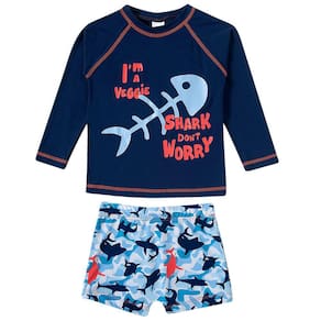 Conjunto Praia Infantil Tubarões Marinho Tip Top
