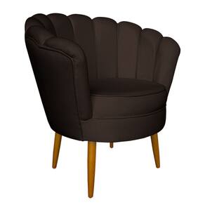 Poltrona Decorativa Sala de Estar Pétala Veludo Marrom - Montanaris Decor