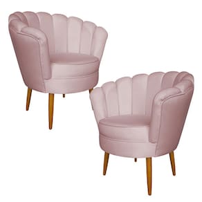 Kit 2 Poltronas Decorativa Sala de Estar Pétala Veludo Rosê Claro - Montanaris Decor