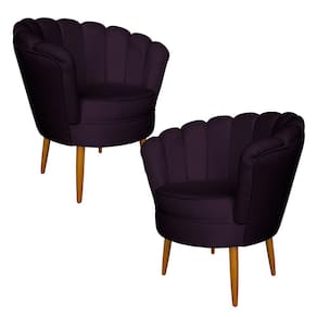 Kit 2 Poltronas Decorativa Sala de Estar Pétala Veludo Roxo - Montanaris Decor