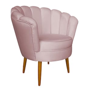 Poltrona Decorativa Sala de Estar Pétala Veludo Rosê Claro - Montanaris Decor