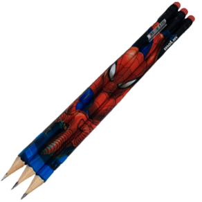 Lápis Preto HB c/ borracha Molin Spider Man corpo 3 unidades