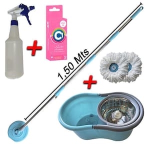 Mop Giratório Cesto Inox 2 Refil Borrifador E Sache Lavanda