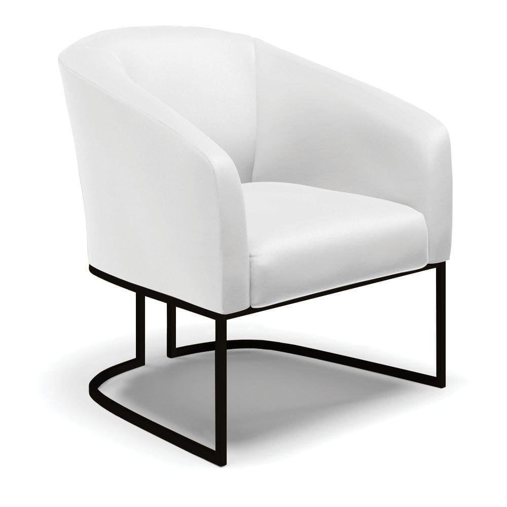 Poltrona Stella Corino Base Metálica Industrial Preto - D`Rossi