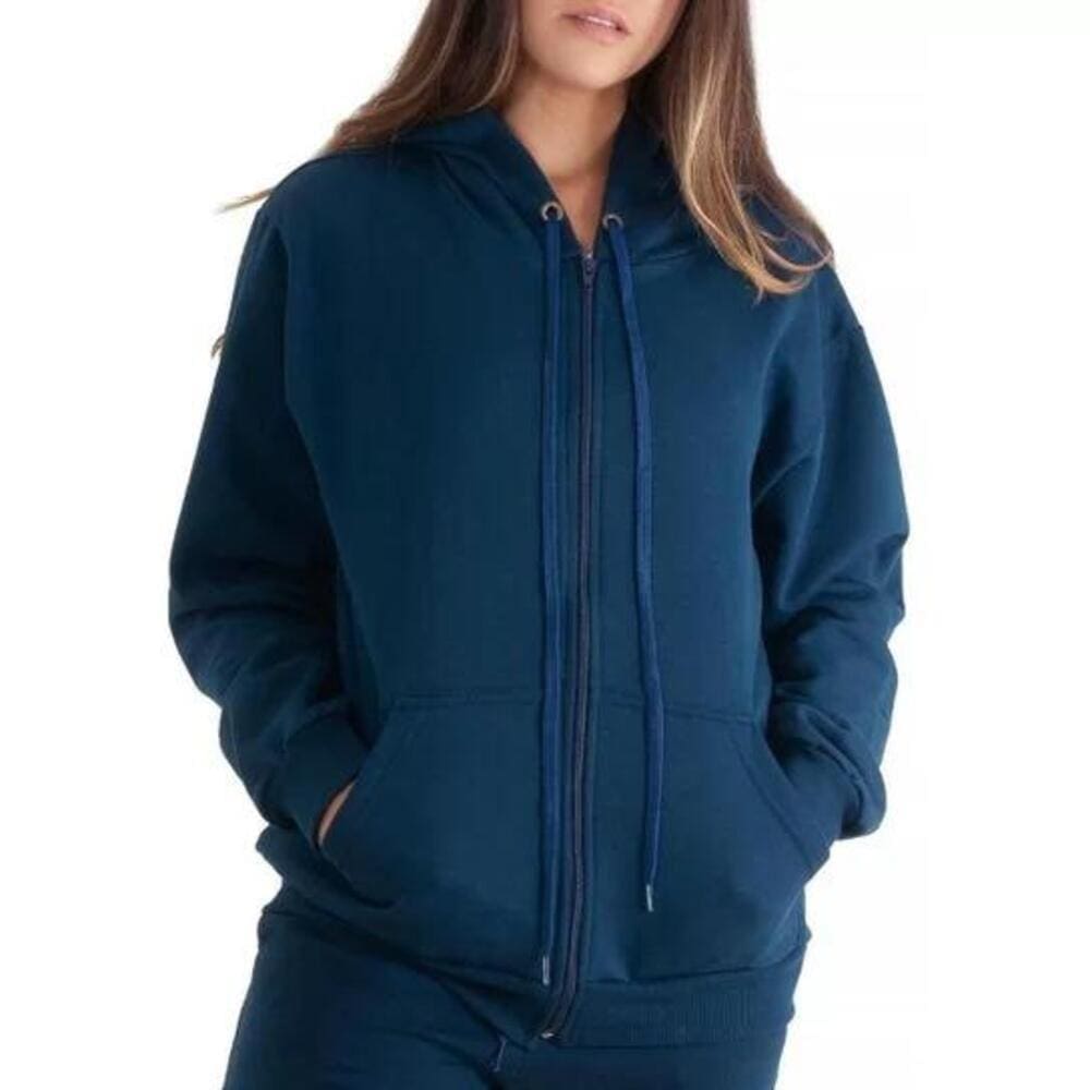 Moletom Feminino Conguru Ziper Liso Confort Azul Marinho