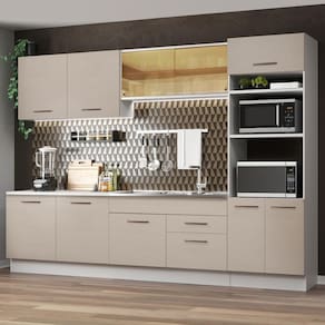 Armário de Cozinha Completa 310 cm Branco/Crema Agata Madesa 01