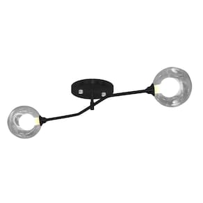 Lustre Aro Sputnik Preto Jabuticaba Harmony Fumê Sala Quarto