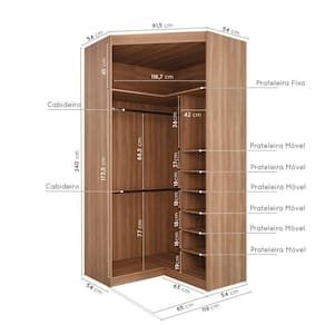 Guarda Roupa de Canto Closet Modular Hera com 6 Prateleiras CabeCasa MadeiraMadeira Louro/Branco Geada