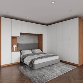 Guarda Roupa Modulado Canto 12 Portas 6 Peças Hera CabeCasa MadeiraMadeira Louro/Branco Geada