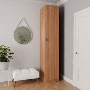 Guarda Roupa Hera 1 Porta com 6 Prateleiras CabeCasa MadeiraMadeira Louro
