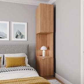 Mesa de Cabeceira Modular Direita Hera 2 Portas 1 Gaveta CabeCasa MadeiraMadeira Louro