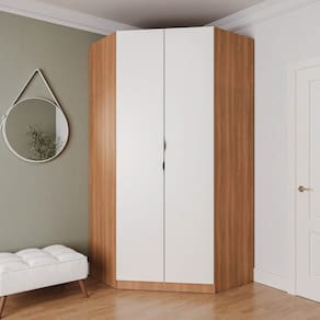 Guarda Roupa de Canto Closet Modular Hera com 6 Prateleiras CabeCasa MadeiraMadeira Louro/Branco Geada