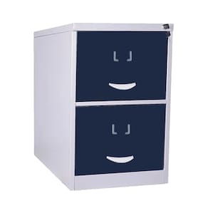 Arquivo De Aço 2 Gavetas P/ Pasta Suspensa C/ Chave Azul Marinho