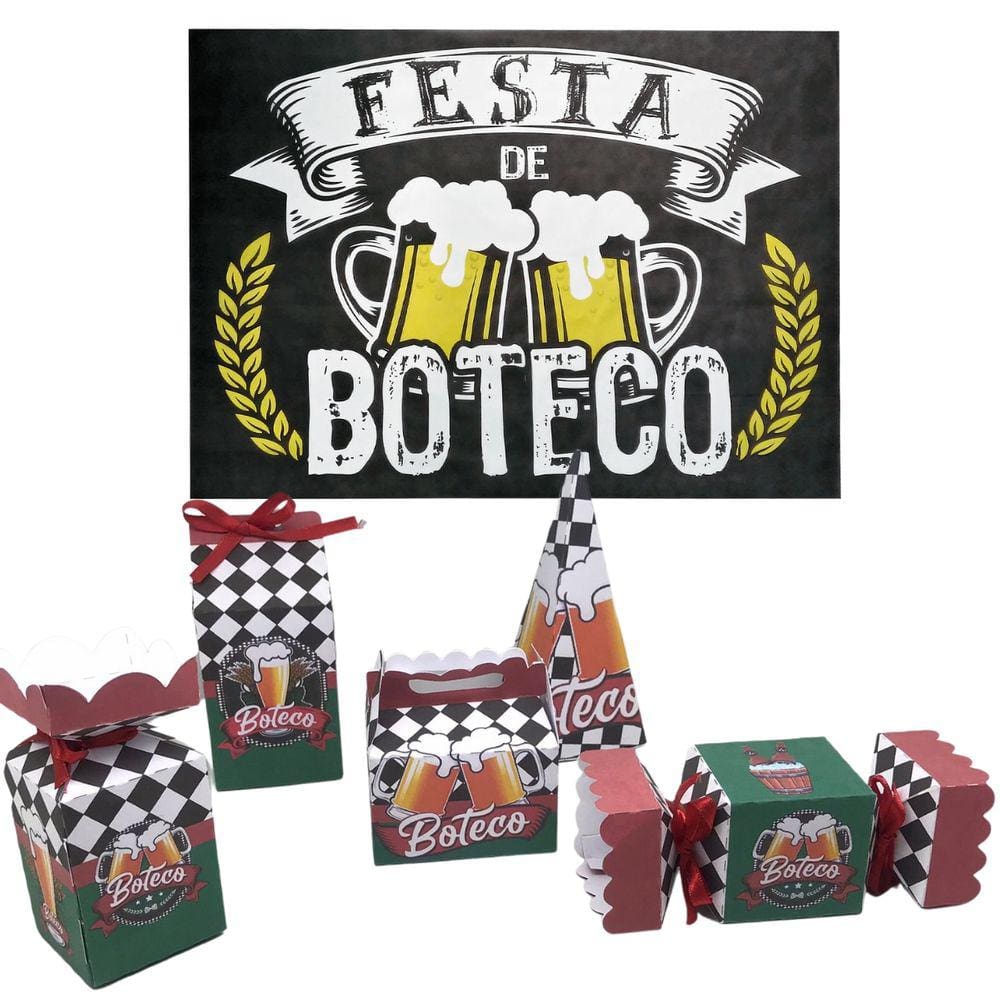 Kit Lembrancinhas Festa Aniversario Boteco + Painel TNT