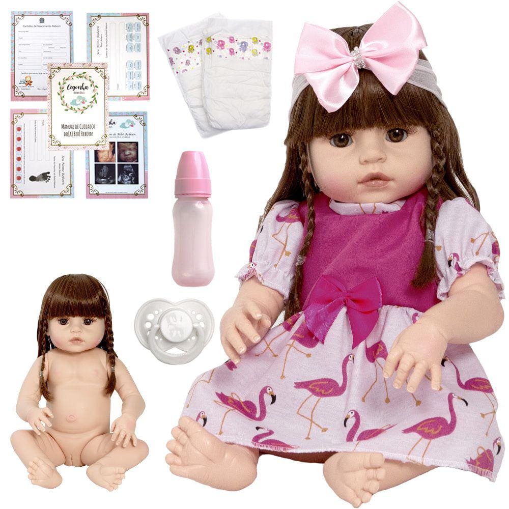 Boneca Bebê Reborn Laura - Baby Valentina com Acessórios