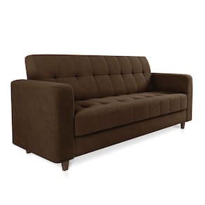 Sofá 03 Lugares Arezzo Suede Marrom Pés Chanfrado Tabaco - D`Rossi
