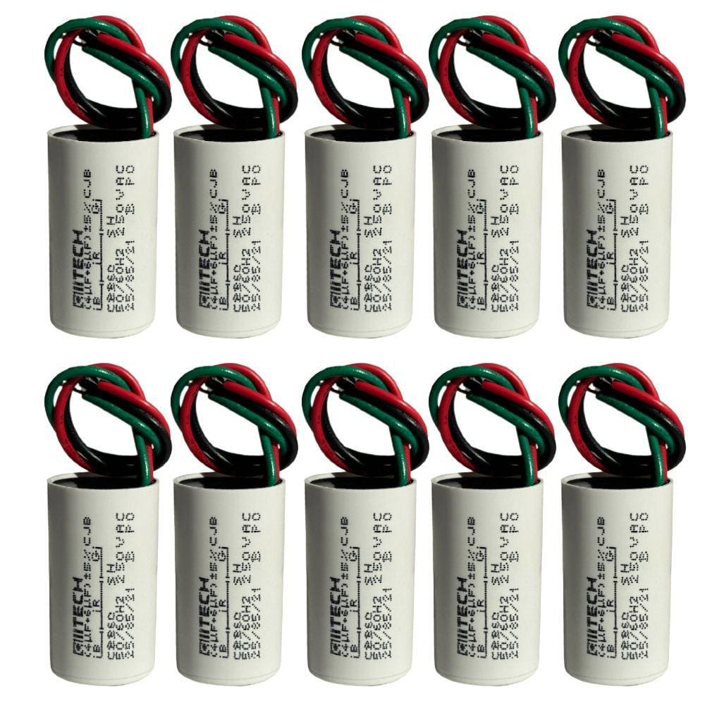 Capacitor de motor 4UF + 6UF/ 250VAC FLEX 10 UNID - ALLTECH