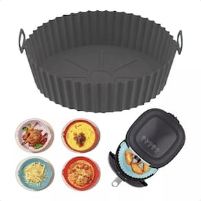 Cesto Forma De Silicone Airfryer 20Cm Antiaderent - Preto