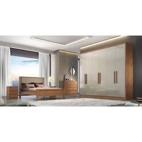 Guarda Roupa Casal 100% MDF 6 Portas 6 Gavetas - Rizon -Cumaru/Fendi - Móveis Novo Horizonte