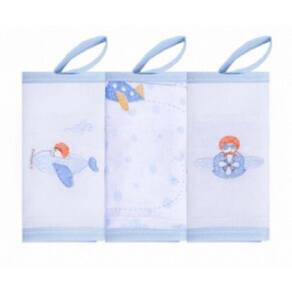 Babete estampada Aviões (32x32) - Kit 3 unidades - Masculino