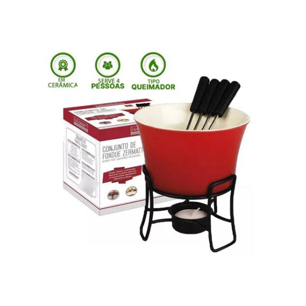 Conjunto Para Fondue Cerâmica Antiaderente 6 Peças