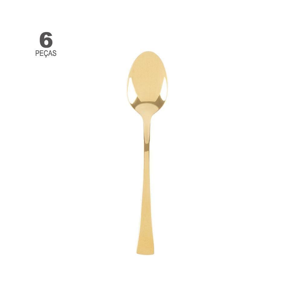 Conjunto de 6 Colheres para Chá Wolff Berna Dourado de Aço Inox