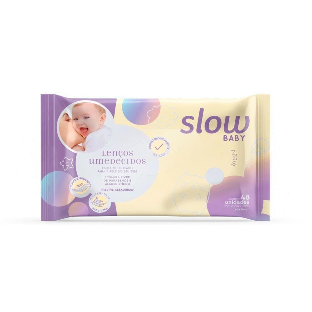 Lenços Umedecidos Wipes Slow Baby 48 Unidades
