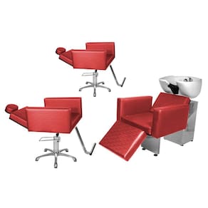 Kit Salão Evidence 2 Cad Recl Estrela + 1 Lavatório C/Ap Vermelho