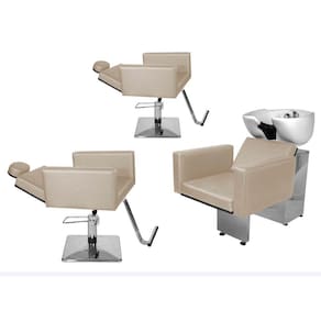 Kit Salão Evidence 2 Cadeiras Recl Quadrada + Lavatório Branco Pérola