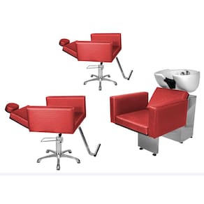 Kit Salão Evidence 2 Cadeiras Recl Estrela + Lavatório Vermelho