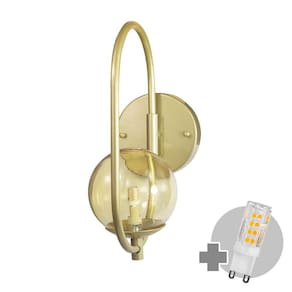 Arandela ONLINE DOURADO Globo de Vidro AMBAR + LED 5W